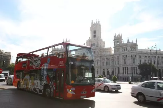 Hop on Hop off bus in front of Plaza Cibeles