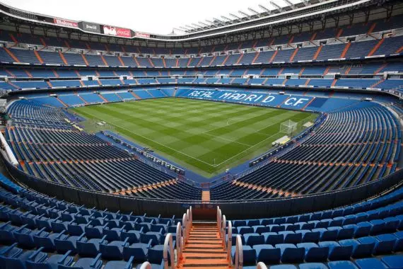 Panoramic view of the Santiago Bernabeu Stadium in Madrid.